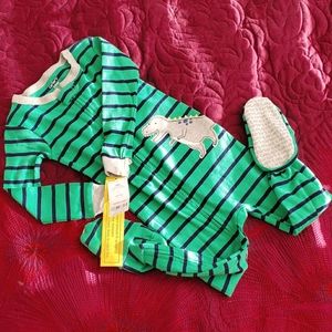 NWT Carter's Dinosaur Striped Footed Bodysuit